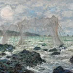 Fishing nets at Pourville by Claude Monet, a living room wall art print for refined interiors