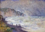 Heavy Sea at Pourville by Claude Monet, a living room wall art print for refined interiors