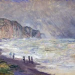 Heavy Sea at Pourville by Claude Monet, a living room wall art print for refined interiors