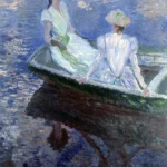 On The Boat by Claude Monet, a living room wall art print for refined interiors