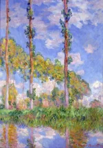 Poplars in the Sun by Claude Monet, a living room wall art print for refined interiors