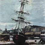 Stranded boat in Fécamp by Claude Monet, a living room wall art print for refined interiors