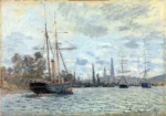 The Seine near Rouen by Claude Monet, a living room wall art print for refined interiors