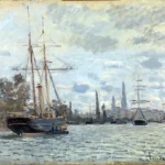 The Seine near Rouen by Claude Monet, a living room wall art print for refined interiors