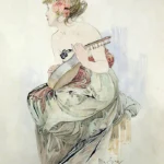 From The Frontispiece Of Le Pater by Alphonse Mucha, an office wall art print for refined interiors