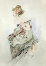 From The Frontispiece Of Le Pater by Alphonse Mucha, an office wall art print for refined interiors