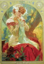 Lefevre-Utile Sarah Bernhardt by Alphonse Mucha, a living room wall art print for refined interiors