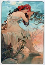 Les Saisons – ete by Alphonse Mucha, a living room wall art print for refined interiors