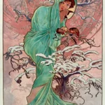 Les Saisons – hiver by Alphonse Mucha, a living room wall art print for refined interiors