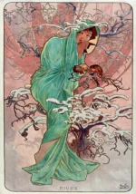 Les Saisons – hiver by Alphonse Mucha, a living room wall art print for refined interiors