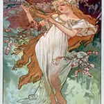 Les Saisons – printemps by Alphonse Mucha, a living room wall art print for refined interiors