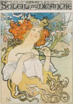 Soleil du Dimanche by Alphonse Mucha, a living room wall art print for refined interiors
