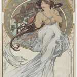 The Arts 1 by Alphonse Mucha, an office wall art print for refined interiors
