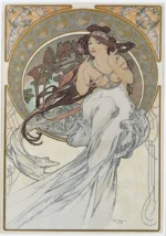 The Arts 1 by Alphonse Mucha, an office wall art print for refined interiors