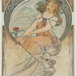 The Arts 3 by Alphonse Mucha, an office wall art print for refined interiors