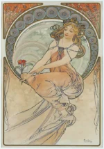 The Arts 3 by Alphonse Mucha, an office wall art print for refined interiors