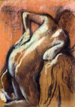 Après le bain, femme s’essuyant by Edgar Degas, a living room wall art print for refined interiors