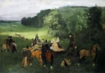 At the Racecourse (The Races) by Edgar Degas, a living room wall art print for refined interiors