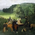 At the Racecourse (The Races) by Edgar Degas, a living room wall art print for refined interiors