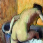 Bather Stepping into a Tub by Edgar Degas, a bedroom wall art print for refined interiors