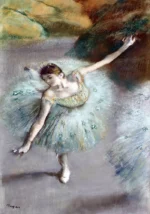 Dancer in Green by Edgar Degas, a living room wall art print for refined interiors