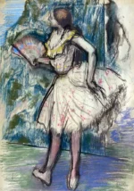 Dancer with a Fan by Edgar Degas, a living room wall art print for refined interiors