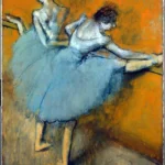 Dancers At The Barre by Edgar Degas, a living room wall art print for refined interiors