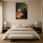 Edgar Degas Edmondo and Thérèse Morbilli Living Room Wall Art Print showcased in an elegant minimalist interior