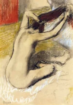 Femme Se Peignant by Edgar Degas, a bedroom wall art print for refined interiors