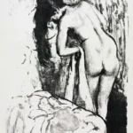 Nude Woman Standing, Drying Herself by Edgar Degas, a bedroom wall art print for refined interiors
