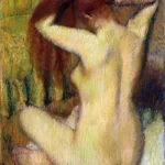 Woman Combing Her Hair by Edgar Degas, a bedroom wall art print for refined interiors