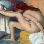 Woman Drying Her Foot by Edgar Degas, a bedroom wall art print for refined interiors