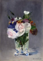 Flowers in a Crystal Vase by Édouard Manet, a kitchen wall art print for refined interiors