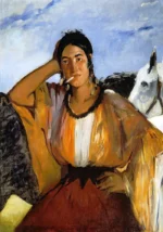 Gypsy with a Cigarette by Édouard Manet, a living room wall art print for refined interiors