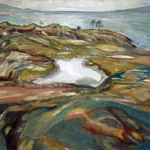 Coastal Landscape by Edvard Munch, a living room wall art print for refined interiors
