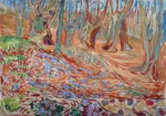 Elm Forest in Spring by Edvard Munch, a living room wall art print for refined interiors