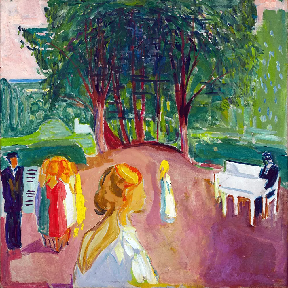 Edvard Munch Flirting in the Park Living Room Wall Art Print
