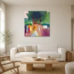 Edvard Munch Flirting in the Park Living Room Wall Art Print styled in a refined neutral interior