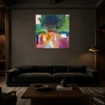 Edvard Munch Flirting in the Park Living Room Wall Art Print shown in a warm modern interior