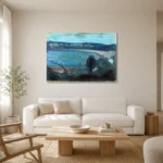 Edvard Munch Moonlight by the Mediterranean Living Room Wall Art Print styled in a refined neutral interior