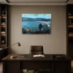 Edvard Munch Moonlight by the Mediterranean Living Room Wall Art Print displayed in a contemporary gallery-inspired room