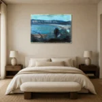 Edvard Munch Moonlight by the Mediterranean Living Room Wall Art Print showcased in an elegant minimalist interior