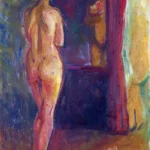 Nude in Front of the Mirror by Edvard Munch, a bedroom wall art print for refined interiors