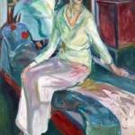 Seated Model on the Couch by Edvard Munch, a bedroom wall art print for refined interiors