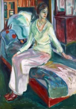 Seated Model on the Couch by Edvard Munch, a bedroom wall art print for refined interiors