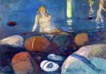 Summer Night. Mermaid by Edvard Munch, a bedroom wall art print for refined interiors