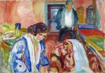 The Artist and his Model by Edvard Munch, a living room wall art print for refined interiors
