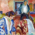 The Artist and his Model by Edvard Munch, a living room wall art print for refined interiors