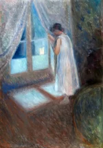 The Girl by the Window by Edvard Munch, a living room wall art print for refined interiors