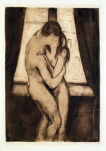 The Kiss by Edvard Munch, a bedroom wall art print for refined interiors